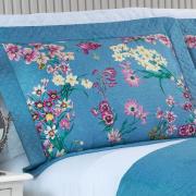 Kit: 1 Cobre-leito Queen Bouti de Microfibra Ultrasonic Estampada + 2 Porta-travesseiros - Florença Azul - Dui Design