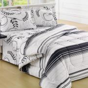 Jogo de cama Casal 150 fios 100% Algodo - Florenca Preto - Teka