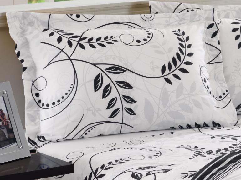 Jogo de cama Casal 150 fios 100% Algodo - Florenca Preto - Teka