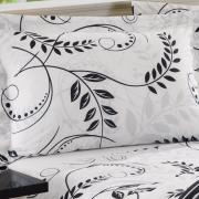 Jogo de cama Casal 150 fios 100% Algodo - Florenca Preto - Teka