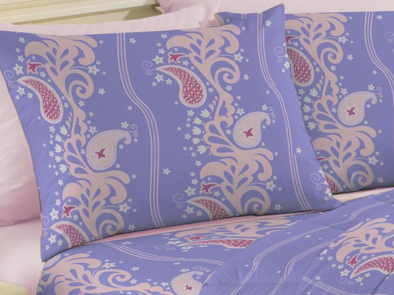Jogo de Cama Solteiro 120 fios 100% Algodo - Flrida Violeta - Teka