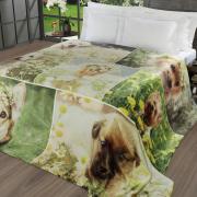 Cobertor Avulso Queen Flanelado com Estampa Digital 300 gramas/m - Flower Dog - Dui Design