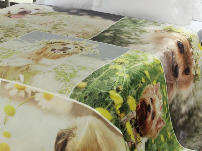 Cobertor Avulso Casal Flanelado com Estampa Digital 300 gramas/m - Flower Dog - Dui Design