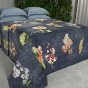 Cobertor Avulso Solteiro Flanelado com Estampa Digital 260 gramas/m² - Flower Jeans - Dui Design