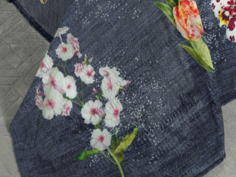 Cobertor Avulso Queen Flanelado com Estampa Digital 260 gramas/m² - Flower Jeans - Dui Design