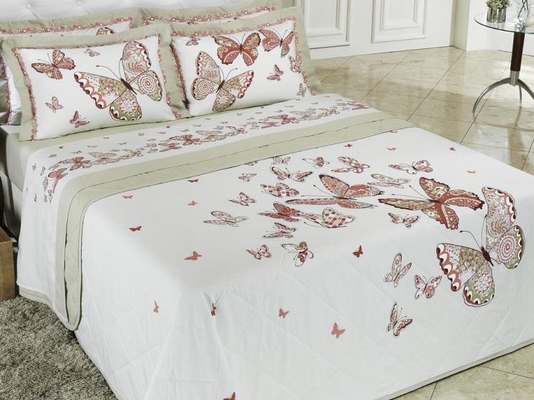 Jogo de Cama Queen Percal 200 fios 100% Algodo - Fly Rosa - Dui Design