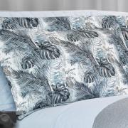 Kit: 1 Cobre-leito Queen Bouti de Microfibra Ultrasonic Estampada + 2 Porta-travesseiros - Foliage Preto e Branco - Dui Design
