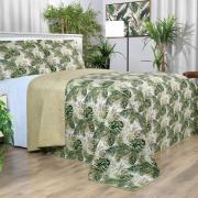 Kit: 1 Cobre-leito King Bouti de Microfibra Ultrasonic Estampada + 2 Porta-travesseiros - Foliage Verde - Dui Design