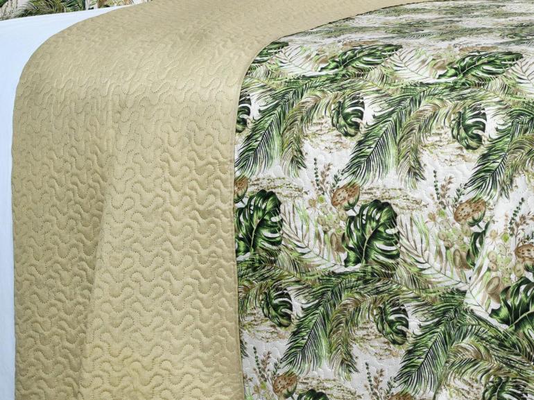 Kit: 1 Cobre-leito King Bouti de Microfibra Ultrasonic Estampada + 2 Porta-travesseiros - Foliage Verde - Dui Design