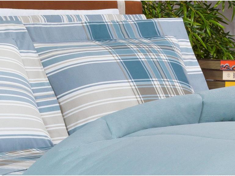 Jogo de Cama Queen Percal 200 fios - Fred Azul - Dui Design