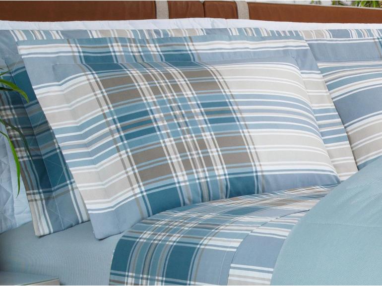 Jogo de Cama Queen Percal 200 fios - Fred Azul - Dui Design