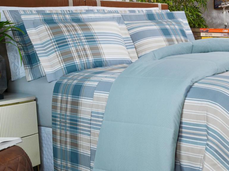 Jogo de Cama Queen Percal 200 fios - Fred Azul - Dui Design