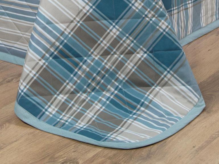 Kit: 1 Cobre-leito Queen + 2 Porta-travesseiros Percal 200 fios - Fred Azul - Dui Design