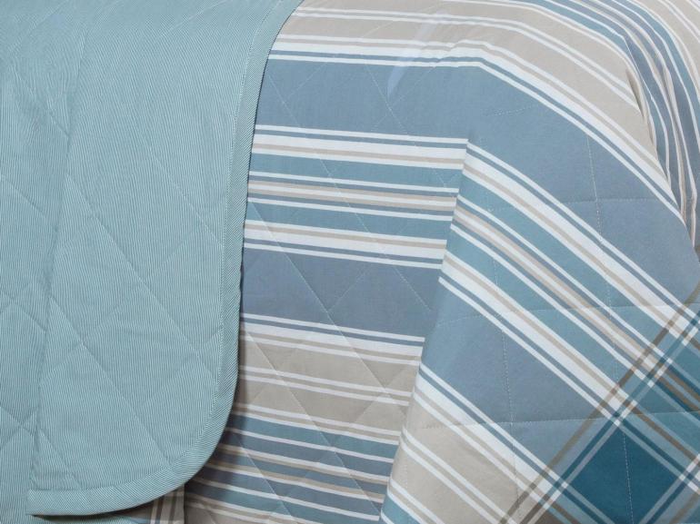 Kit: 1 Cobre-leito Queen + 2 Porta-travesseiros Percal 200 fios - Fred Azul - Dui Design