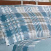 Kit: 1 Cobre-leito Queen + 2 Porta-travesseiros Percal 200 fios - Fred Azul - Dui Design