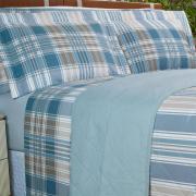 Kit: 1 Cobre-leito Queen + 2 Porta-travesseiros Percal 200 fios - Fred Azul - Dui Design