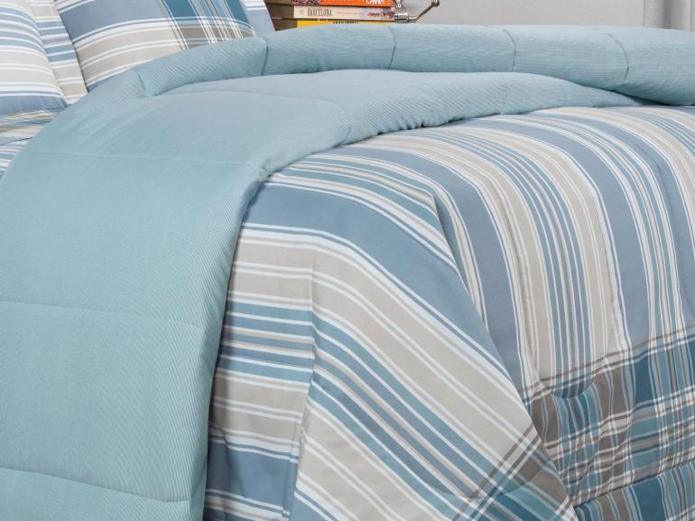 Edredom Casal Percal 200 fios - Fred Azul - Dui Design