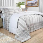 Jogo de Cama Solteiro Percal 200 fios - Fred Bege - Dui Design