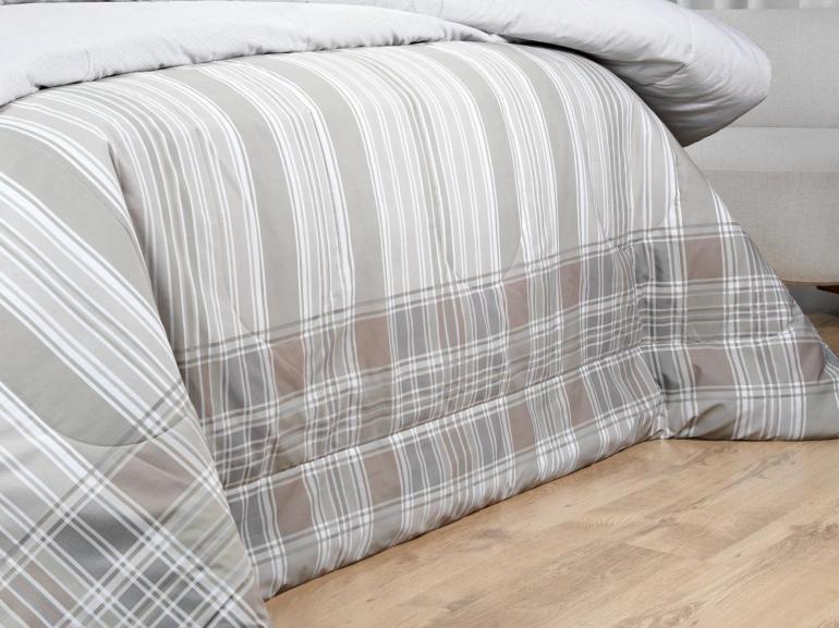 Jogo de Cama Solteiro Percal 200 fios - Fred Bege - Dui Design