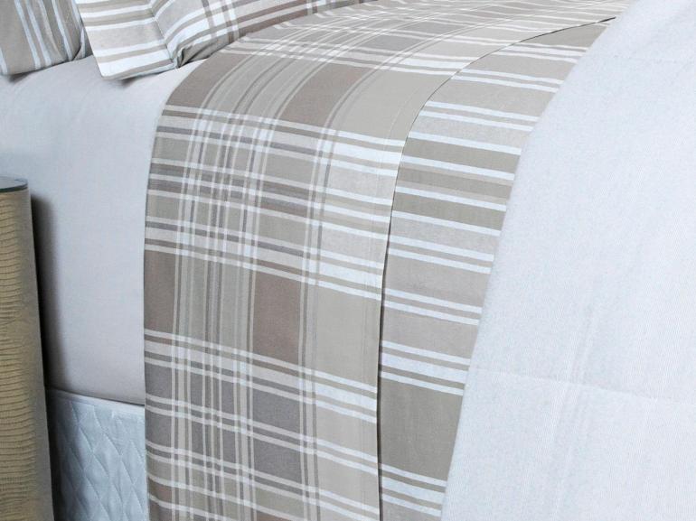 Jogo de Cama Solteiro Percal 200 fios - Fred Bege - Dui Design