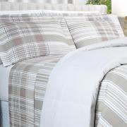 Jogo de Cama Solteiro Percal 200 fios - Fred Bege - Dui Design