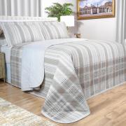 Kit: 1 Cobre-leito Solteiro + 1 Porta-travesseiro Percal 200 fios - Fred Bege - Dui Design