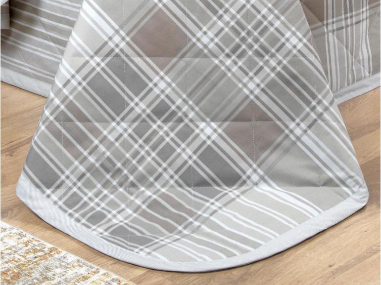 Kit: 1 Cobre-leito Solteiro + 1 Porta-travesseiro Percal 200 fios - Fred Bege - Dui Design