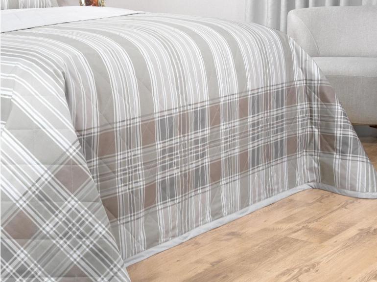 Kit: 1 Cobre-leito Solteiro + 1 Porta-travesseiro Percal 200 fios - Fred Bege - Dui Design