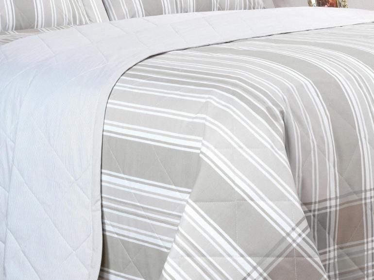 Kit: 1 Cobre-leito Solteiro + 1 Porta-travesseiro Percal 200 fios - Fred Bege - Dui Design