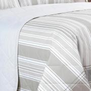 Kit: 1 Cobre-leito Solteiro + 1 Porta-travesseiro Percal 200 fios - Fred Bege - Dui Design