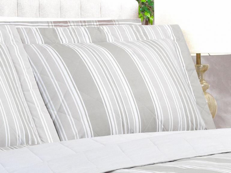 Kit: 1 Cobre-leito Solteiro + 1 Porta-travesseiro Percal 200 fios - Fred Bege - Dui Design