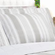 Kit: 1 Cobre-leito Solteiro + 1 Porta-travesseiro Percal 200 fios - Fred Bege - Dui Design