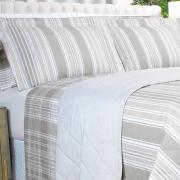 Kit: 1 Cobre-leito Solteiro + 1 Porta-travesseiro Percal 200 fios - Fred Bege - Dui Design