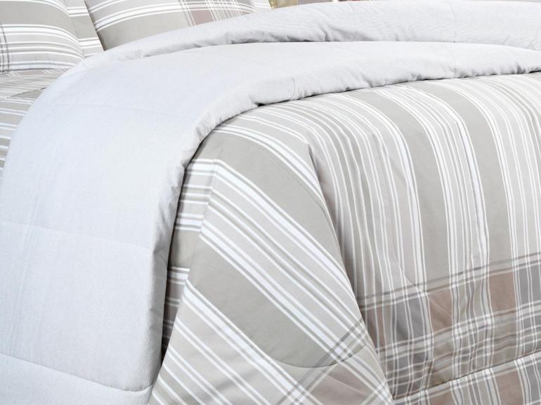 Edredom Solteiro Percal 200 fios - Fred Bege - Dui Design