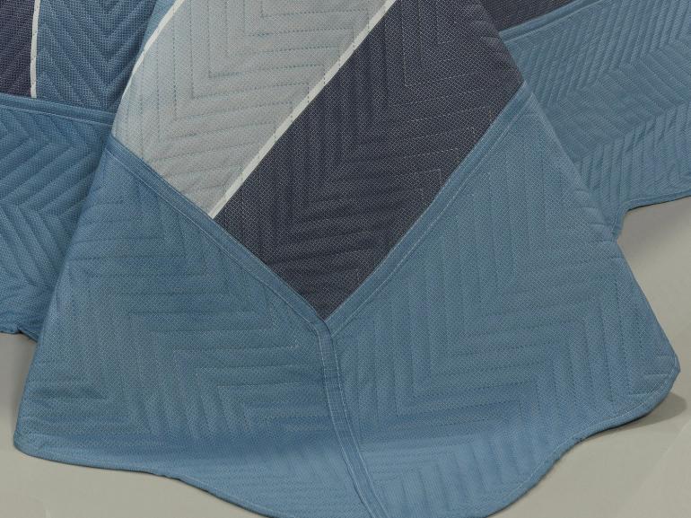 Kit: 1 Cobre-leito King Bouti de Microfibra Ultrasonic Estampada + 2 Porta-travesseiros - Fremont Azul - Dui Design