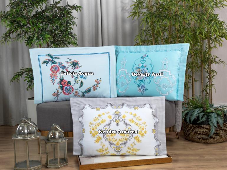 Fronha Avulsa Cetim 300 fios 100% Algodo - Floral - Dui Design