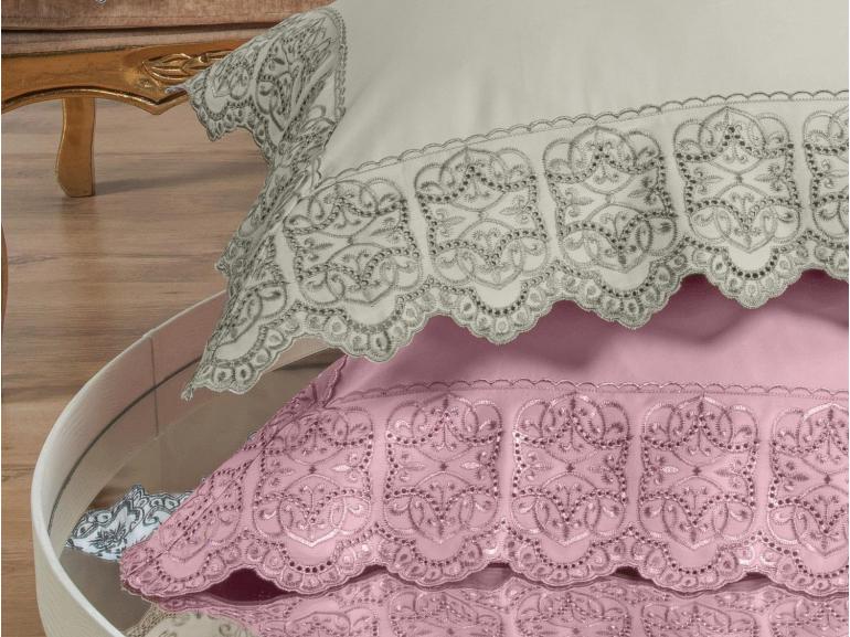 Fronha Avulsa Cetim 300 fios com Bordado Ingl�s - Nice - Dui Design