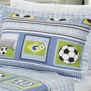Kit: 1 Cobre-leito Solteiro Bouti de Microfibra PatchWork + 1 Porta-travesseiro - Futebol - Dui Design