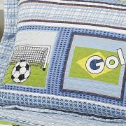 Kit: 1 Cobre-leito Solteiro Bouti de Microfibra PatchWork + 1 Porta-travesseiro - Futebol - Dui Design