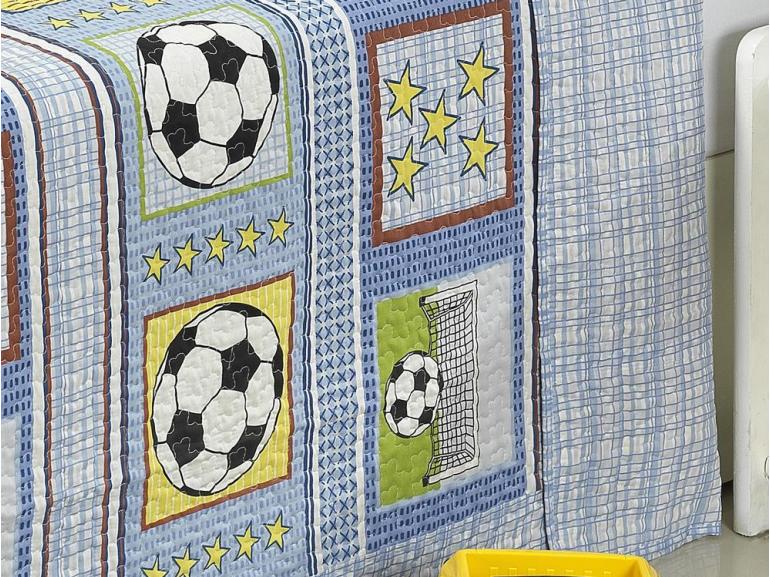 Kit: 1 Cobre-leito Solteiro Bouti de Microfibra PatchWork + 1 Porta-travesseiro - Futebol - Dui Design
