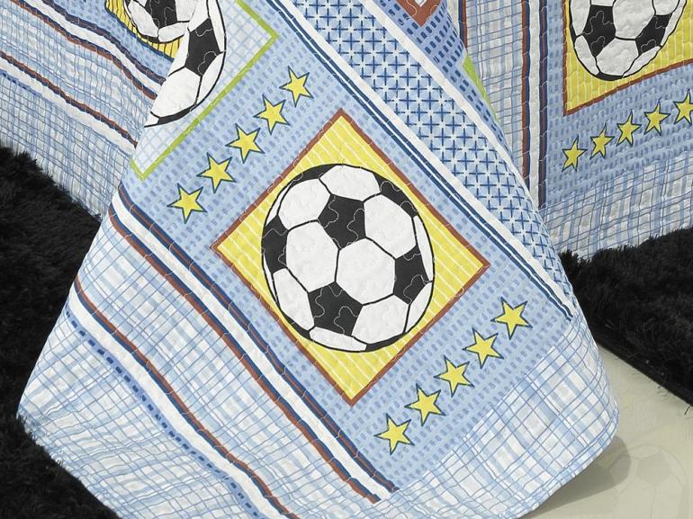 Kit: 1 Cobre-leito Solteiro Bouti de Microfibra PatchWork + 1 Porta-travesseiro - Futebol - Dui Design