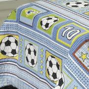 Kit: 1 Cobre-leito Solteiro Bouti de Microfibra PatchWork + 1 Porta-travesseiro - Futebol - Dui Design
