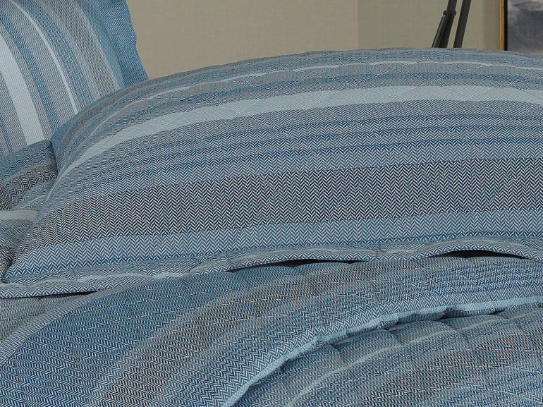 Kit: 1 Cobre-leito King + 2 Porta-travesseiros 150 fios - Galaxie Azul - Dui Design