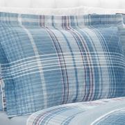 Kit: 1 Cobre-leito King + 2 Porta-travesseiros 150 fios - Gales Azul - Dui Design