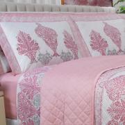 Kit: 1 Cobre-leito Queen + 2 porta-travesseiros Cetim 300 fios - Geneva Rosa Velho - Dui Design