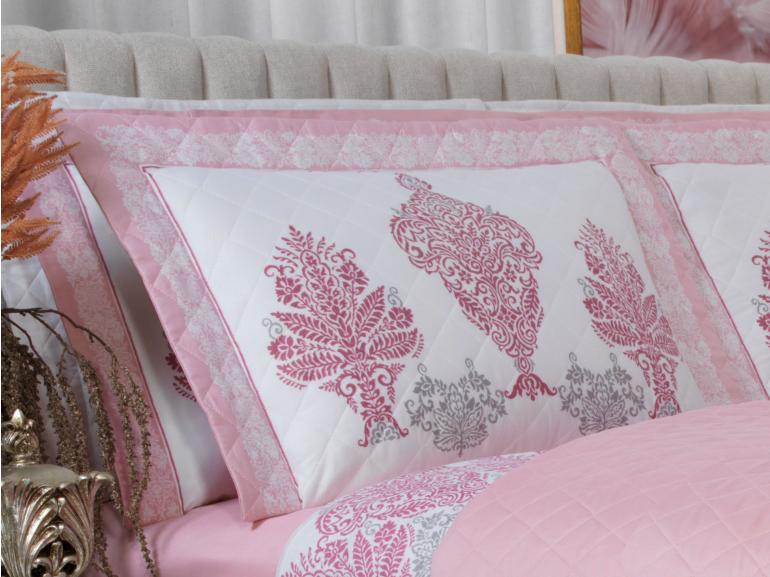 Kit: 1 Cobre-leito Queen + 2 porta-travesseiros Cetim 300 fios - Geneva Rosa Velho - Dui Design