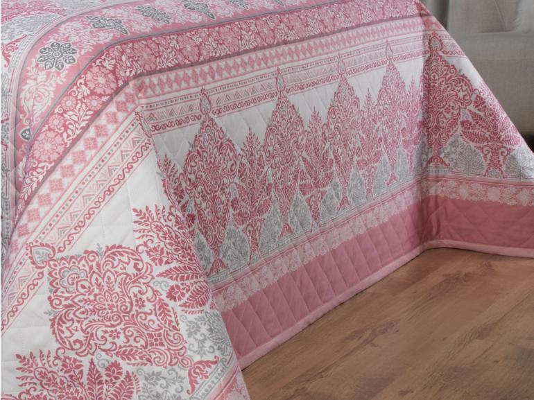 Kit: 1 Cobre-leito Queen + 2 porta-travesseiros Cetim 300 fios - Geneva Rosa Velho - Dui Design