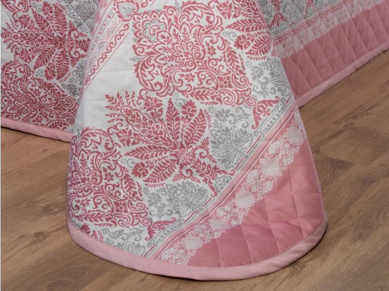 Kit: 1 Cobre-leito Queen + 2 porta-travesseiros Cetim 300 fios - Geneva Rosa Velho - Dui Design