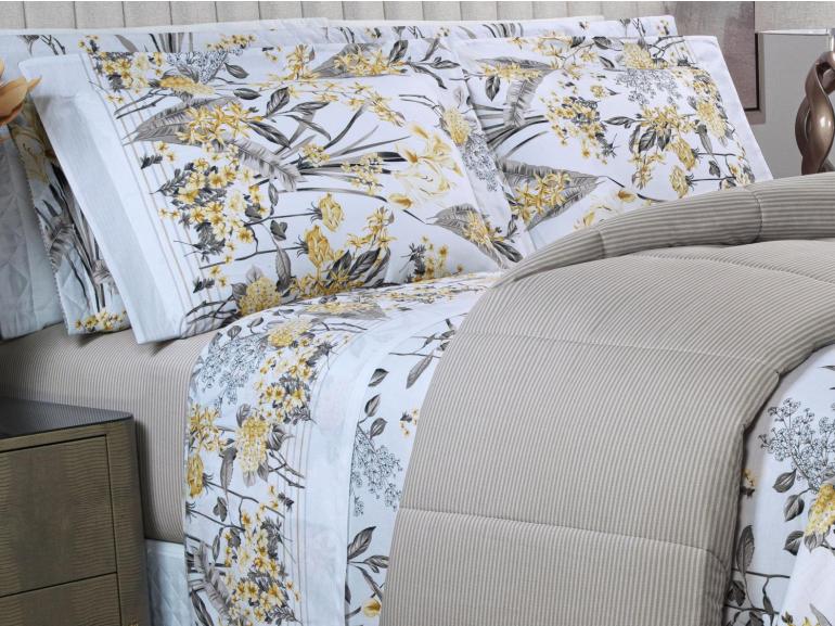 Jogo de Cama Solteiro Percal 180 fios - Giardino Stone - Dui Design