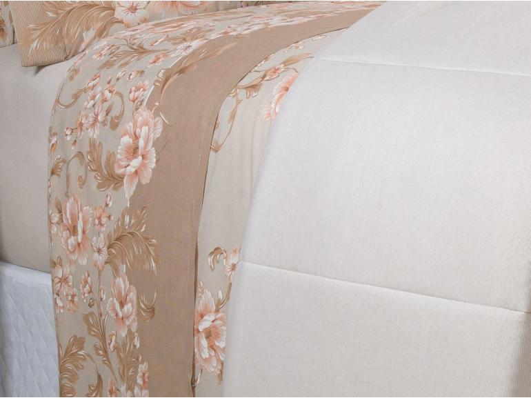 Jogo de Cama King 150 fios - Gladys Bege - Dui Design